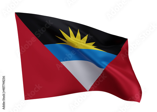 3d illustration flag of Antigua and Barbuda. Antigua and Barbuda high resolution flag isolated against white background. 3d rendering