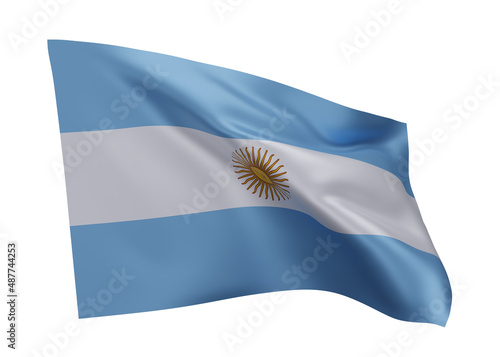 3d illustration flag of Argentina. Argentinean high resolution flag isolated against white background. 3d rendering