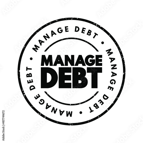 Manage Debt text stamp, concept background