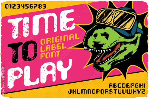 Vintage label font named Time To Play. Original typeface for any your design like posters  t-shirts  logo  labels etc.