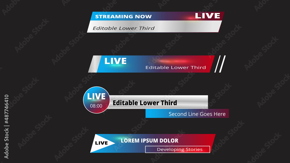 Lower thirds for news,sports.Bright blue red gradient lower thirds for broadcasting media Lower thirds for news,sports.Bright blue red gradient lower thirds for broadcasting media