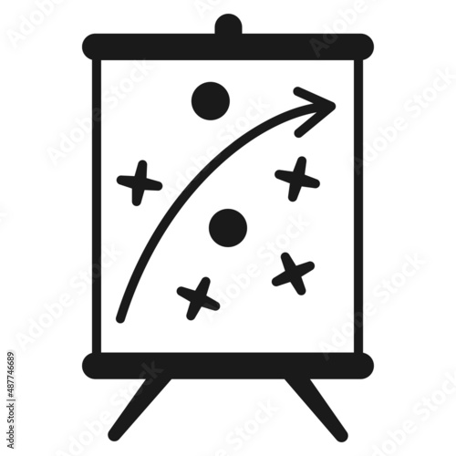 Black and white strategy on a whiteboard icon