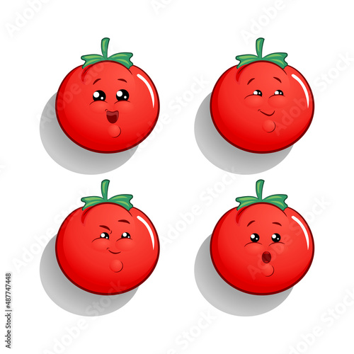 tomato emotikon of happy feelings, smile, wonder, think and wonder