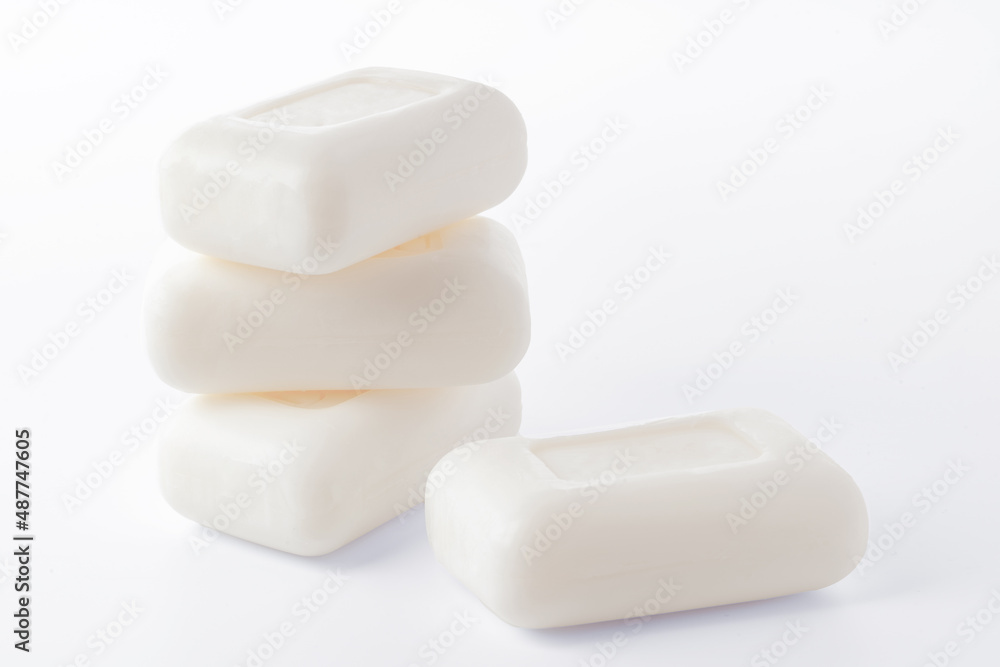 Close up of hygiene toilet soap isolated on white background Close up of hygiene toilet soap isolated on white background