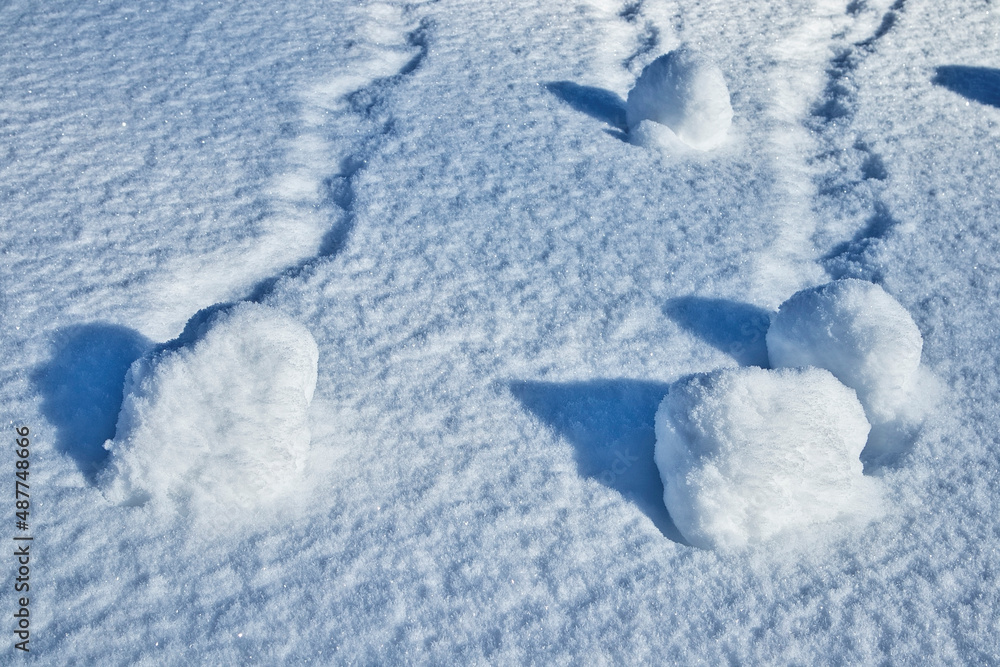 soft snow surface patterns in winter on hillside