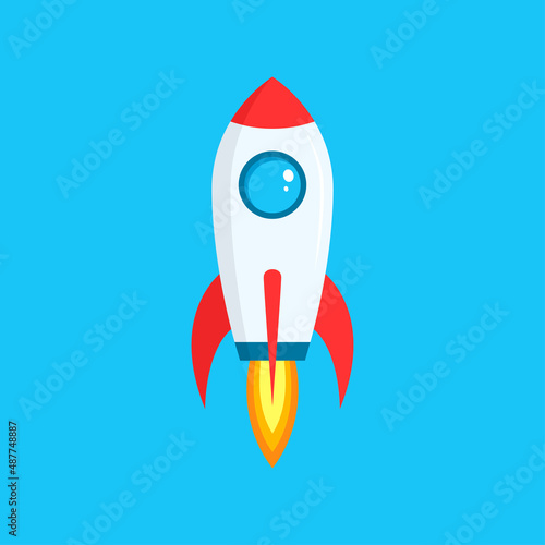Rocket. Spaceship isolated. Startup. Rocket launch. Launch and development of a business project. Flat style. Vector illustration 