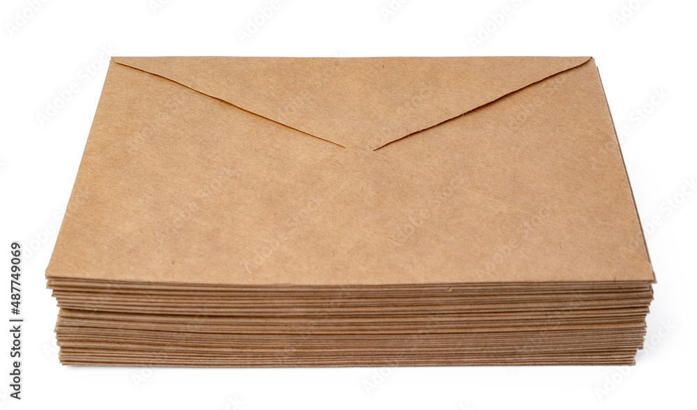 Brown craft envelope isolated on white background Brown craft envelope isolated on white background