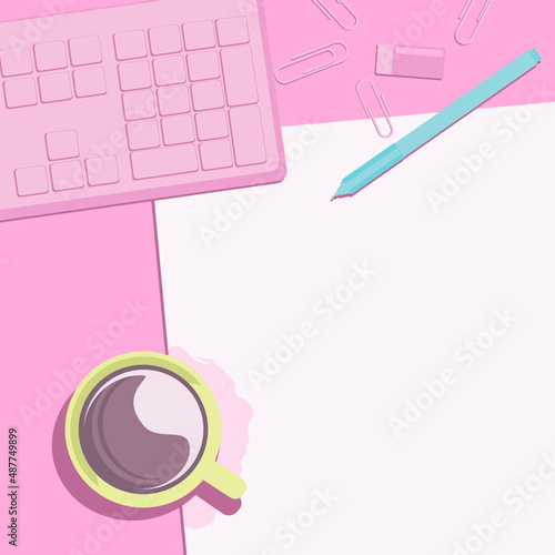Flat Lay Workspace Illustration