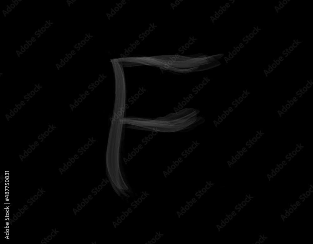 Obraz premium realistic F alphabet shape of smoke spreading on dark background