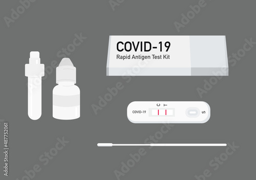 detected covid 19 rapid antigen test kit vector set isolated on dark background ep28