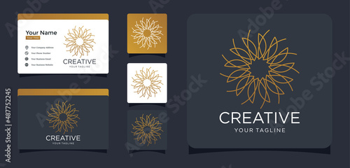 beauty flower with line style design inspiration