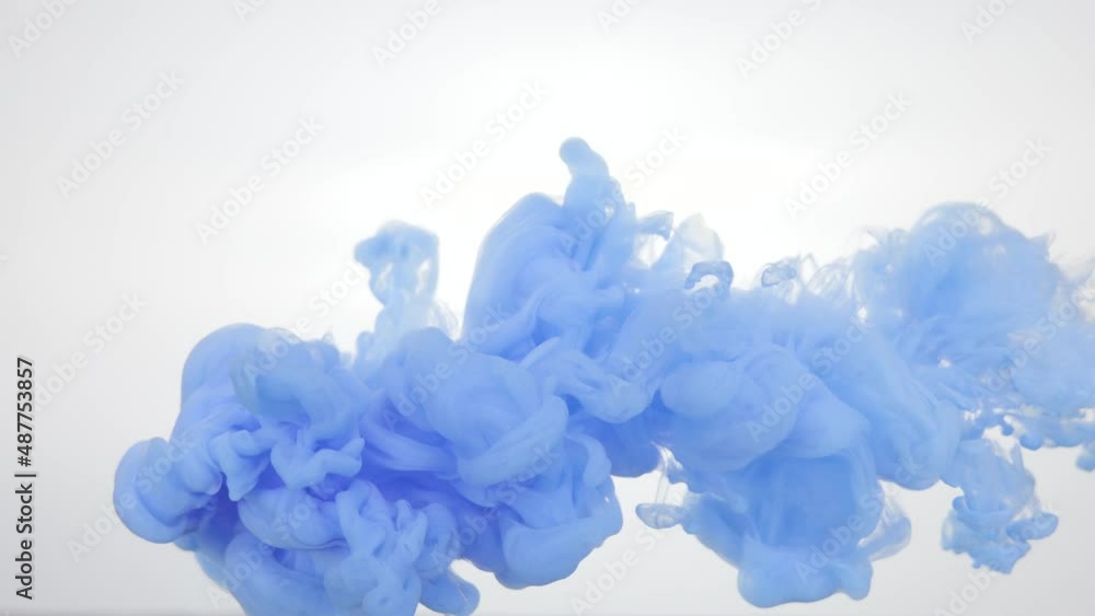 A cloud of blue ink mixed with water on a white background. A cloud of blue ink mixed with water on a white background.