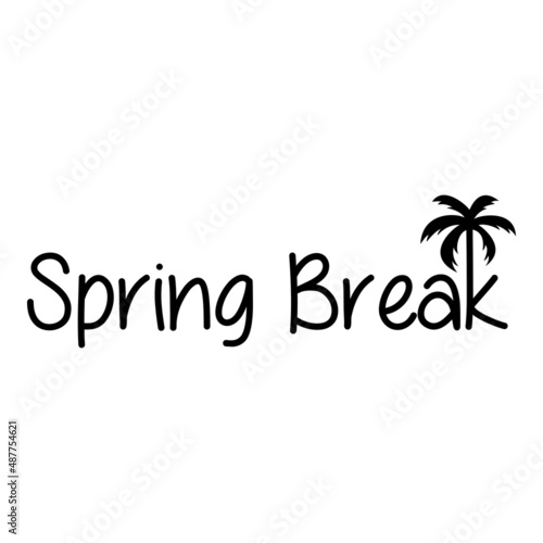 Beach holidays. Banner con texto Spring Break con letra con forma de silueta de palmera en color negro
