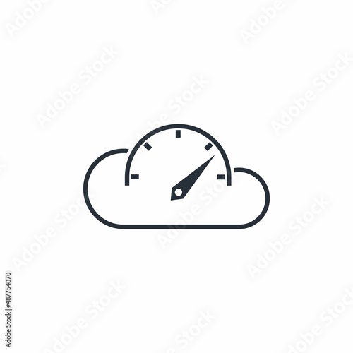 Cloud acceleration process. Vector linear icon isolated on white background