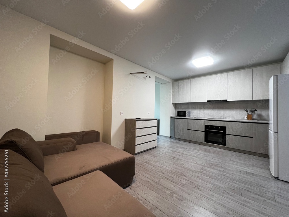 living room interior with grey kitchen living room interior with grey kitchen