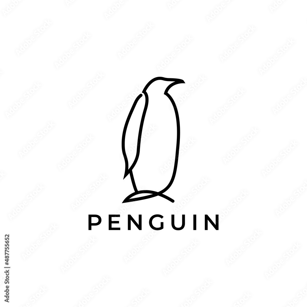 Obraz premium lines art simple animal bird penguin logo design vector icon symbol illustration
