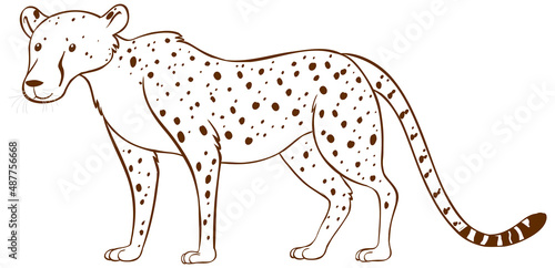 Leopard in doodle simple style on white background