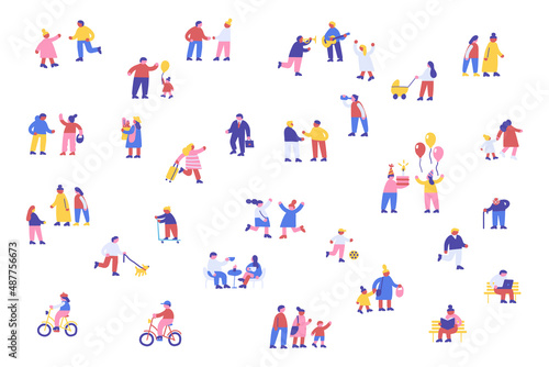 Tiny People Crowd vector illustration