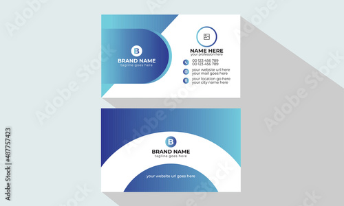 Blue modern, creative, Corporate business card Template 79 and name card, simple, Eye catching, Professional, clean template vector design with Triangle, Rectangle, Circle and Hexagon layout