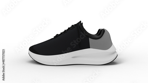 sneakers side view with shadow 3d render