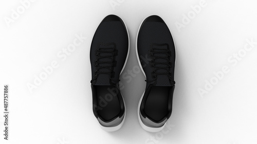 sneakers top view with shadow 3d render