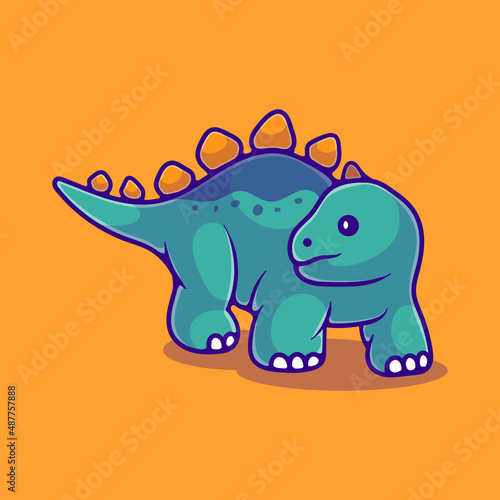 cute stegosaurus dinosaur illustration suitable for mascot sticker and t-shirt design