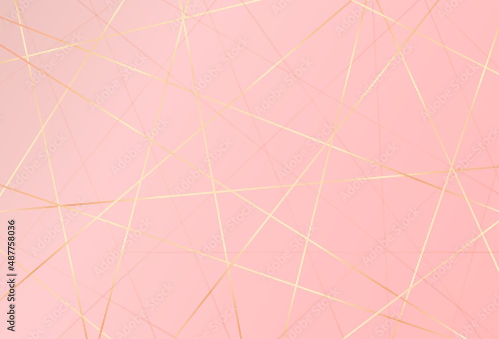 Abstract pink background with gold lines. Elegant business background