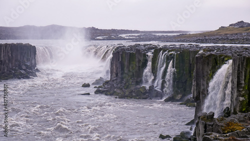 beautiful waterfall in wild Iceland