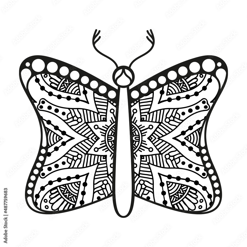 Fototapeta premium vector butterfly black and white element line art print design