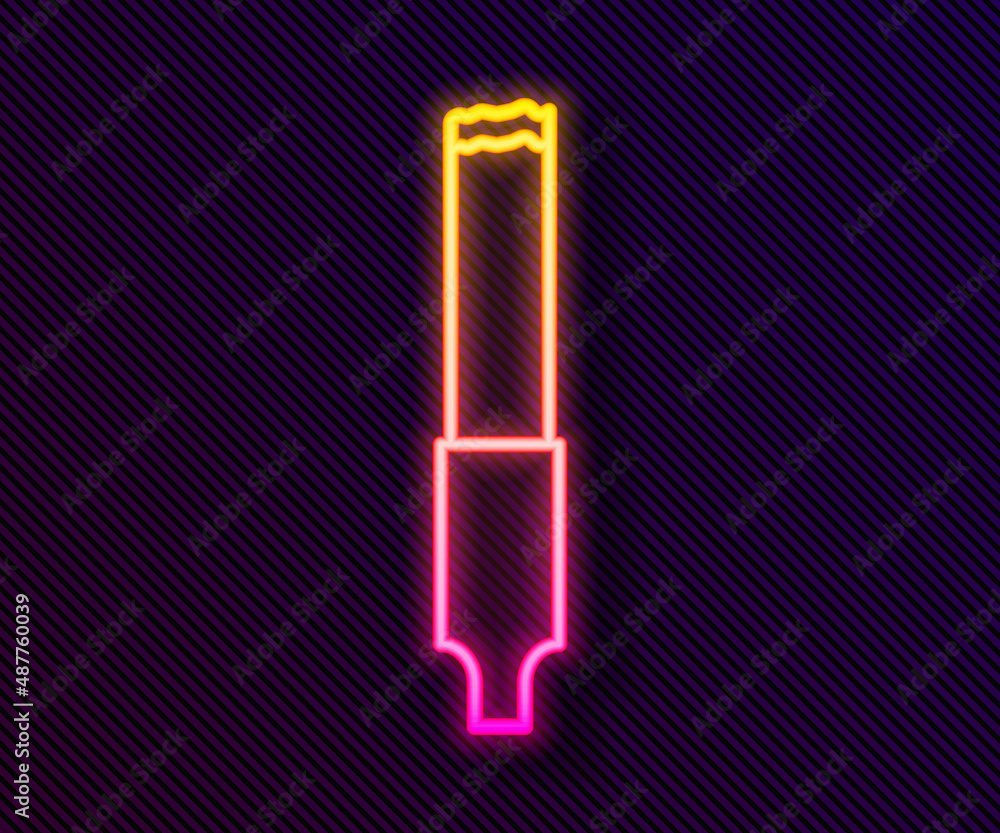 Glowing neon line Cigarette icon isolated on black background. Tobacco sign. Smoking symbol. Vector Glowing neon line Cigarette icon isolated on black background. Tobacco sign. Smoking symbol. Vector