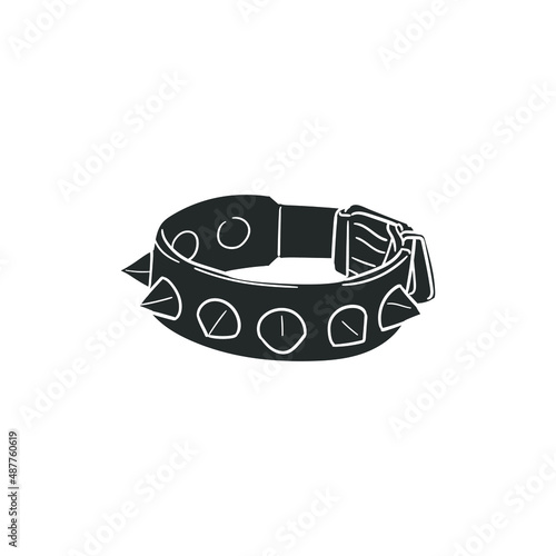 Spiked Bracelet Icon Silhouette Illustration. Leather Heavy Accessory Vector Graphic Pictogram Symbol Clip Art. Doodle Sketch Black Sign.