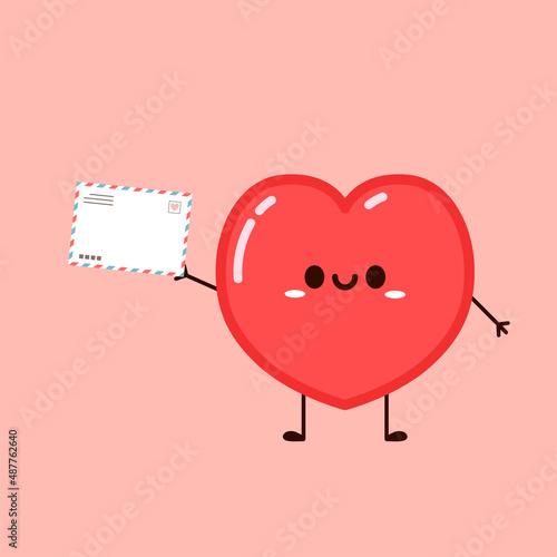 Vector set Heart character on white background. Romantic flat style Valentine's Day illustrations to express feelings of love.