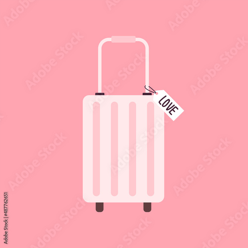 Luggage cartoon vector. Suitcase icon. travel baggage vector icon. Love tag.