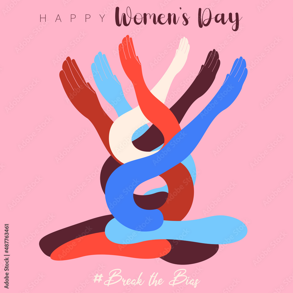 An abstract vector illustration on Break the Bias concept for International Women’s Day on eighth of March 2022 An abstract vector illustration on Break the Bias concept for International Women’s Day on eighth of March 2022