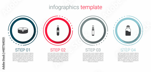 Set Ashtray, Electronic cigarette, and Vape liquid bottle. Business infographic template. Vector