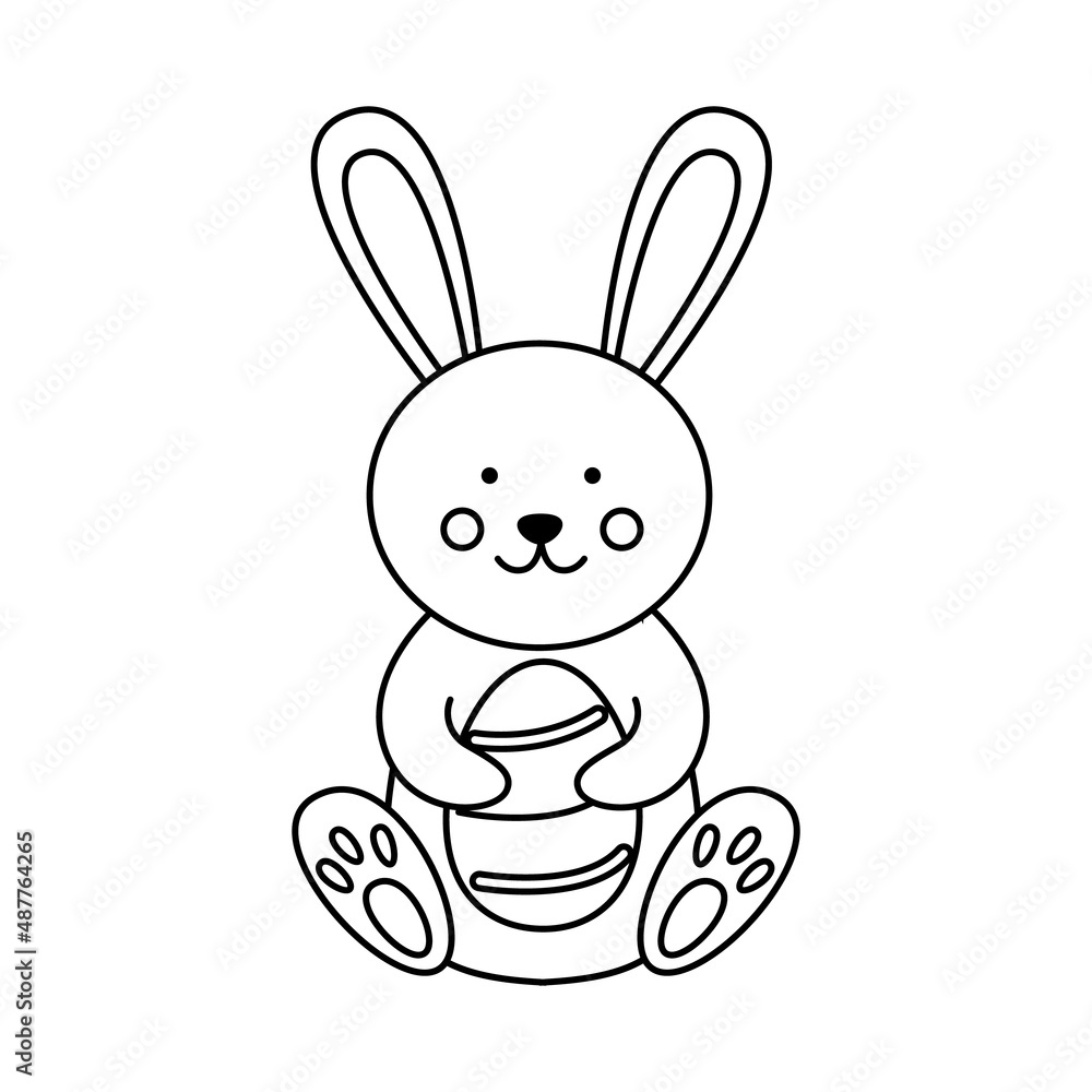 Obraz premium Vector image of cute black and white Easter rabbit.