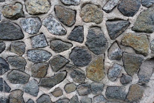 Close shot of wall with dark gray gravel pebble dash