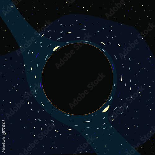 Black hole with gravitational lensing,  vector illustration