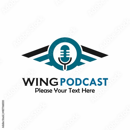 wing podcast logo template illustration