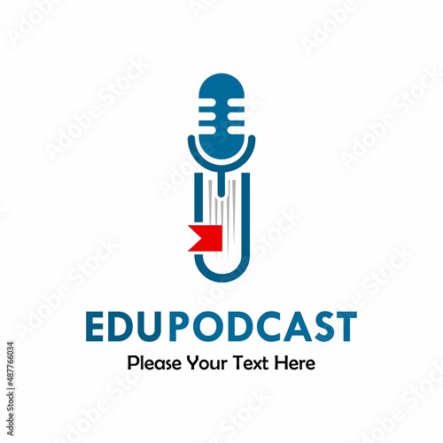 Edu podcast logo template illustration. there are podcast with book