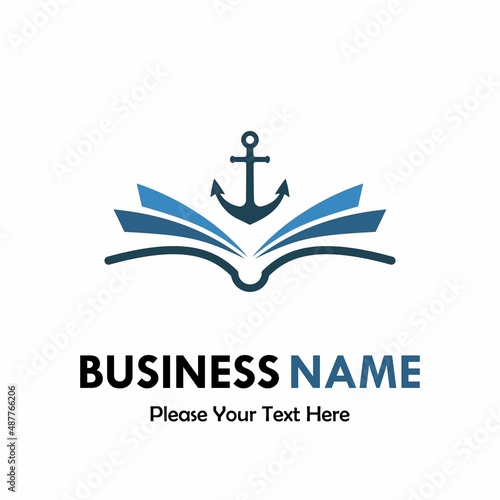 Book with anchor logo template illustration