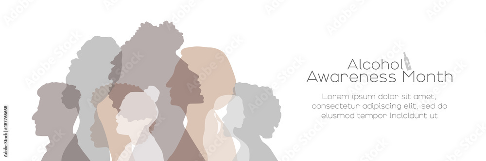 Alcohol Awareness Month banner. Card with place for text. Flat vector illustration.	