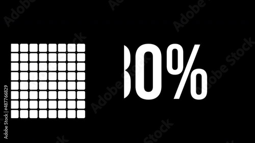 80 percent infographic diagram, eighty percentage square rectangle 4K animation. Flat design chart icon for finance and statistics. photo