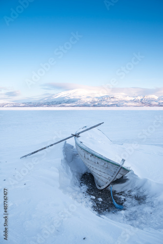 frozen rowing boat