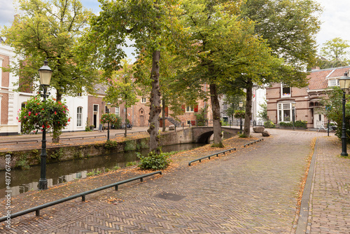 Street in the old medieval center of the Dutch city of Amersfoort in the Netherlands.