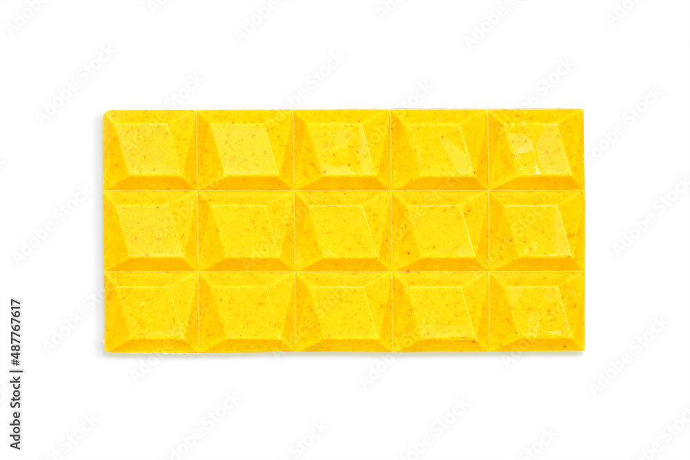 lemon handmade chocolate bar isolated on a white background lemon handmade chocolate bar isolated on a white background
