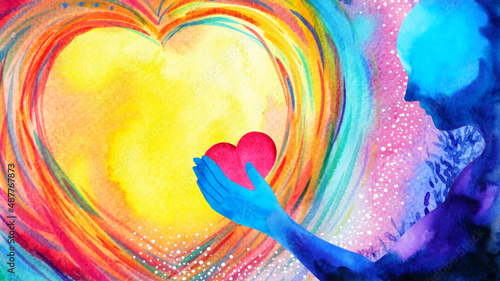 Red Heart Love Mind Mental Flying Healing In Universe Spiritual Soul Abstract Health Art Power Watercolor Painting Illustration Design Stock Illustration Adobe Stock