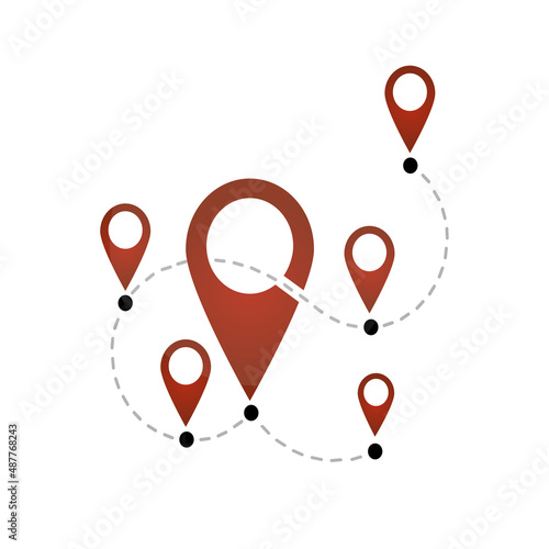 path icon with multiple marks, vector illustration