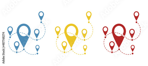 path icon with multiple marks, vector illustration