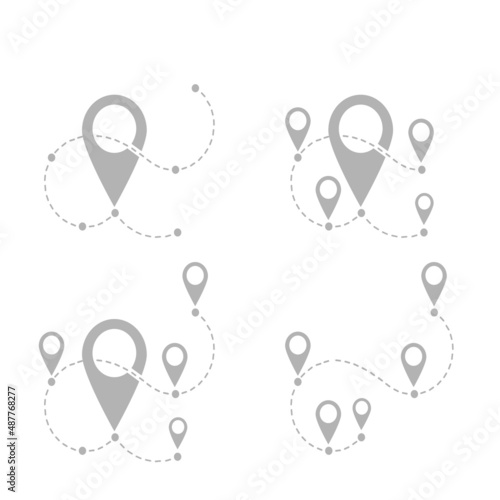 path icon with multiple marks, vector illustration